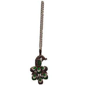 Gia Mele 14K Gold Plated Brass Plique a‎ Jour Marcasite Peacock Pendant Necklace